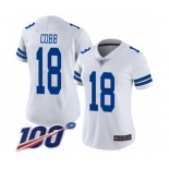 Women's Dallas Cowboys #18 Randall Cobb White Vapor Untouchable Limited Player 100th Season Football Jersey