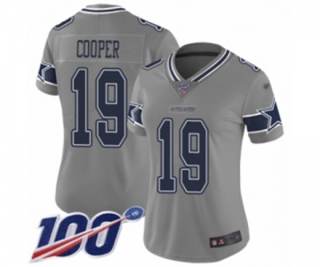 Women's Dallas Cowboys #19 Amari Cooper Limited Gray Inverted Legend 100th Season Football Jersey