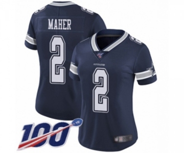 Women's Dallas Cowboys #2 Brett Maher Navy Blue Team Color Vapor Untouchable Limited Player 100th Season Football Jersey