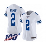 Women's Dallas Cowboys #2 Brett Maher White Vapor Untouchable Limited Player 100th Season Football Jersey