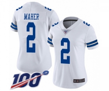 Women's Dallas Cowboys #2 Brett Maher White Vapor Untouchable Limited Player 100th Season Football Jersey