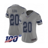 Women's Dallas Cowboys #20 George Iloka Limited Gray Inverted Legend 100th Season Football Jersey