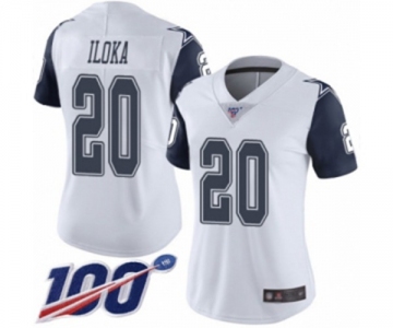 Women's Dallas Cowboys #20 George Iloka Limited White Rush Vapor Untouchable 100th Season Football Jersey