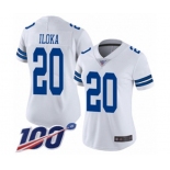 Women's Dallas Cowboys #20 George Iloka White Vapor Untouchable Limited Player 100th Season Football Jersey