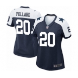 Women's Dallas Cowboys #20 Tony Pollard Game Navy Blue Throwback Alternate Football Jersey