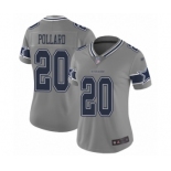 Women's Dallas Cowboys #20 Tony Pollard Limited Gray Inverted Legend Football Jersey