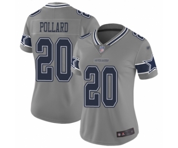 Women's Dallas Cowboys #20 Tony Pollard Limited Gray Inverted Legend Football Jersey