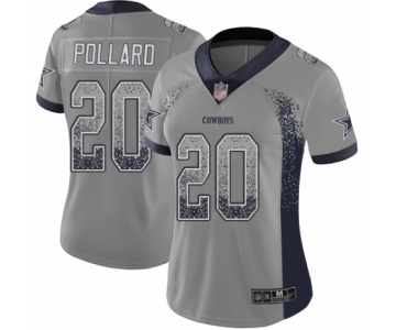 Women's Dallas Cowboys #20 Tony Pollard Limited Gray Rush Drift Fashion Football Jersey