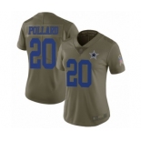 Women's Dallas Cowboys #20 Tony Pollard Limited Olive 2017 Salute to Service Football Jersey