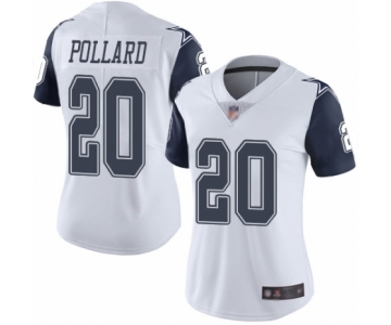 Women's Dallas Cowboys #20 Tony Pollard Limited White Rush Vapor Untouchable Football Jersey