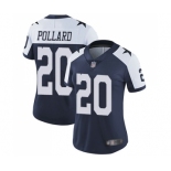 Women's Dallas Cowboys #20 Tony Pollard Navy Blue Thanksgiving Vapor Untouchable Limited Throwback Jersey