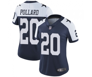 Women's Dallas Cowboys #20 Tony Pollard Navy Blue Thanksgiving Vapor Untouchable Limited Throwback Jersey