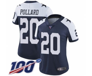 Women's Dallas Cowboys #20 Tony Pollard Navy Blue Throwback Alternate Vapor Untouchable Limited Player 100th Season Football Jersey