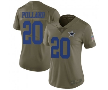 Women's Dallas Cowboys #20 Tony Pollard Olive Limited 2017 Salute to Service Jersey