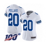 Women's Dallas Cowboys #20 Tony Pollard White Vapor Untouchable Limited Player 100th Season Football Jersey