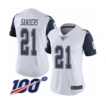 Women's Dallas Cowboys #21 Deion Sanders Limited White Rush Vapor Untouchable 100th Season Football Jersey