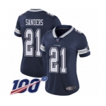 Women's Dallas Cowboys #21 Deion Sanders Navy Blue Team Color Vapor Untouchable Limited Player 100th Season Football Jersey