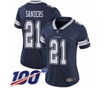 Women's Dallas Cowboys #21 Deion Sanders Navy Blue Team Color Vapor Untouchable Limited Player 100th Season Football Jersey