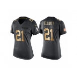 Women's Dallas Cowboys #21 Ezekiel Elliott Anthracite Gold Special Edition Salute to Service Jersey