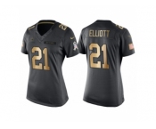 Women's Dallas Cowboys #21 Ezekiel Elliott Anthracite Gold Special Edition Salute to Service Jersey