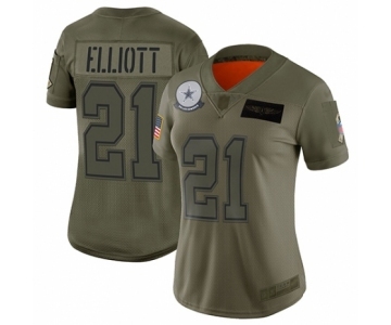 Women's Dallas Cowboys #21 Ezekiel Elliott Limited Camo 2019 Salute to Service Football Jersey