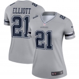 Women's Dallas Cowboys #21 Ezekiel Elliott Limited Gray Inverted Legend Football Jersey