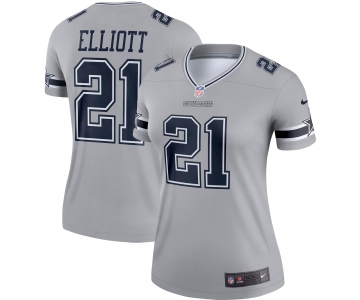 Women's Dallas Cowboys #21 Ezekiel Elliott Limited Gray Inverted Legend Football Jersey