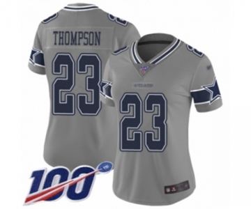 Women's Dallas Cowboys #23 Darian Thompson Limited Gray Inverted Legend 100th Season Football Jersey