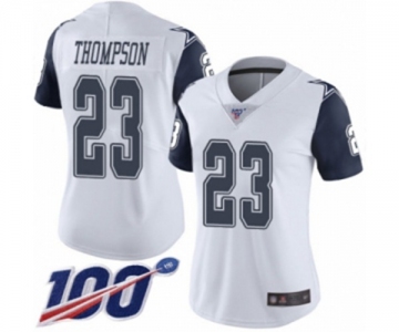 Women's Dallas Cowboys #23 Darian Thompson Limited White Rush Vapor Untouchable 100th Season Football Jersey