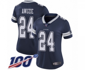 Women's Dallas Cowboys #24 Chidobe Awuzie Navy Blue Team Color Vapor Untouchable Limited Player 100th Season Football Jersey