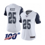 Women's Dallas Cowboys #25 Xavier Woods Limited White Rush Vapor Untouchable 100th Season Football Jersey