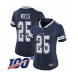 Women's Dallas Cowboys #25 Xavier Woods Navy Blue Team Color Vapor Untouchable Limited Player 100th Season Football Jersey