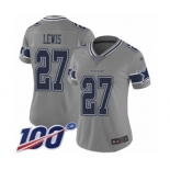 Women's Dallas Cowboys #27 Jourdan Lewis Limited Gray Inverted Legend 100th Season Football Jersey