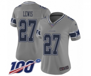 Women's Dallas Cowboys #27 Jourdan Lewis Limited Gray Inverted Legend 100th Season Football Jersey