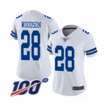 Women's Dallas Cowboys #28 Darren Woodson White Vapor Untouchable Limited Player 100th Season Football Jersey