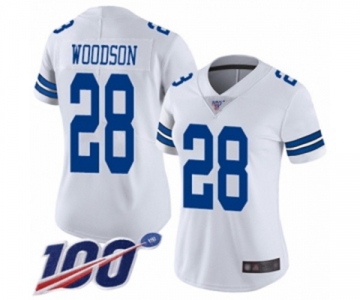 Women's Dallas Cowboys #28 Darren Woodson White Vapor Untouchable Limited Player 100th Season Football Jersey