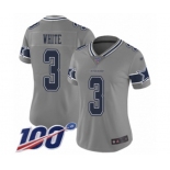 Women's Dallas Cowboys #3 Mike White Limited Gray Inverted Legend 100th Season Football Jersey