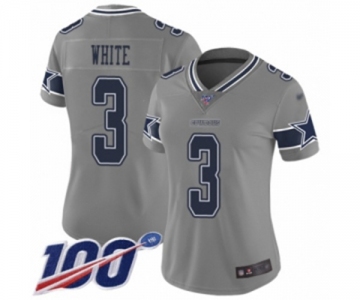 Women's Dallas Cowboys #3 Mike White Limited Gray Inverted Legend 100th Season Football Jersey