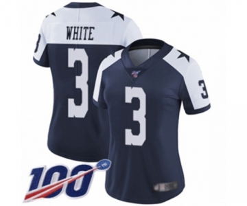 Women's Dallas Cowboys #3 Mike White Navy Blue Throwback Alternate Vapor Untouchable Limited Player 100th Season Football Jersey