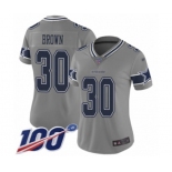 Women's Dallas Cowboys #30 Anthony Brown Limited Gray Inverted Legend 100th Season Football Jersey