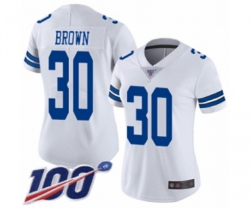 Women's Dallas Cowboys #30 Anthony Brown White Vapor Untouchable Limited Player 100th Season Football Jersey