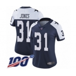 Women's Dallas Cowboys #31 Byron Jones Navy Blue Throwback Alternate Vapor Untouchable Limited Player 100th Season Football Jersey