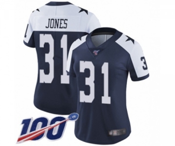 Women's Dallas Cowboys #31 Byron Jones Navy Blue Throwback Alternate Vapor Untouchable Limited Player 100th Season Football Jersey