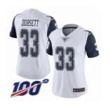 Women's Dallas Cowboys #33 Tony Dorsett Limited White Rush Vapor Untouchable 100th Season Football Jersey