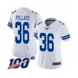 Women's Dallas Cowboys #36 Tony Pollard White Vapor Untouchable Limited Player 100th Season Football Jersey