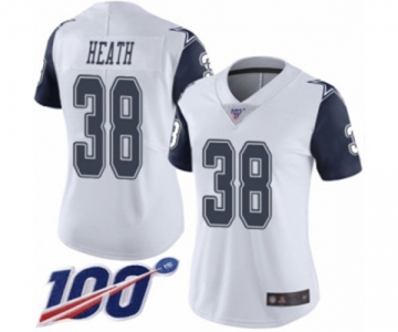 Women's Dallas Cowboys #38 Jeff Heath Limited White Rush Vapor Untouchable 100th Season Football Jersey