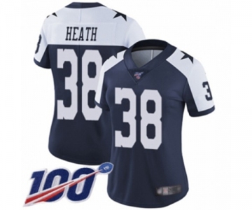 Women's Dallas Cowboys #38 Jeff Heath Navy Blue Throwback Alternate Vapor Untouchable Limited Player 100th Season Football Jersey