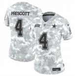 Women's Dallas Cowboys #4 Dak Prescott 2024 F.U.S.E Arctic Camo Salute To Service Limited Stitched Football Jersey