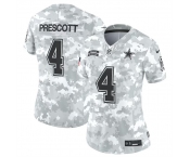 Women's Dallas Cowboys #4 Dak Prescott 2024 F.U.S.E Arctic Camo Salute To Service Limited Stitched Football Jersey