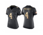 Women's Dallas Cowboys #4 Dak Prescott Anthracite Gold Special Edition Salute to Service Jersey